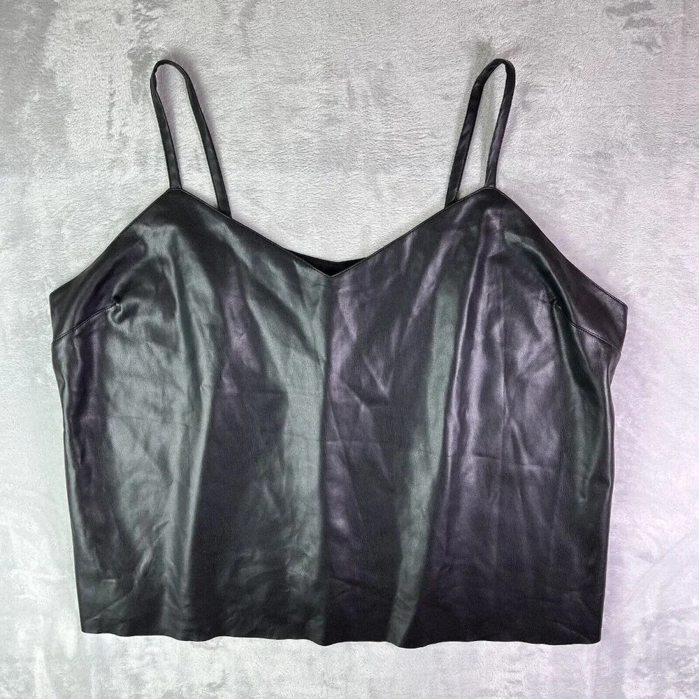 Universal Standard Faux Leather Tank Top 2XL Black Chic Modern City Contemporary